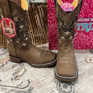 Brown Embroidered Heeled Boots (OBO)
